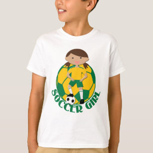 Fußball Mädchen 4 und Ball Grün und Gelb v2 T-Shirt