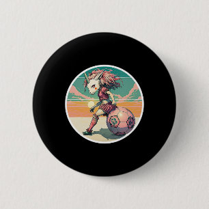 Fußball Mädchen Anime Manga Einhorn Retro Fußball Button