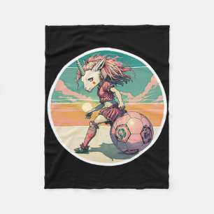 Fußball Mädchen Anime Manga Einhorn Retro Fußball  Fleecedecke