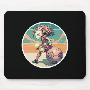 Fußball Mädchen Anime Manga Einhorn Retro Fußball  Mousepad