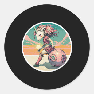 Fußball Mädchen Anime Manga Einhorn Retro Fußball Runder Aufkleber