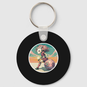 Fußball Mädchen Anime Manga Einhorn Retro Fußball  Schlüsselanhänger