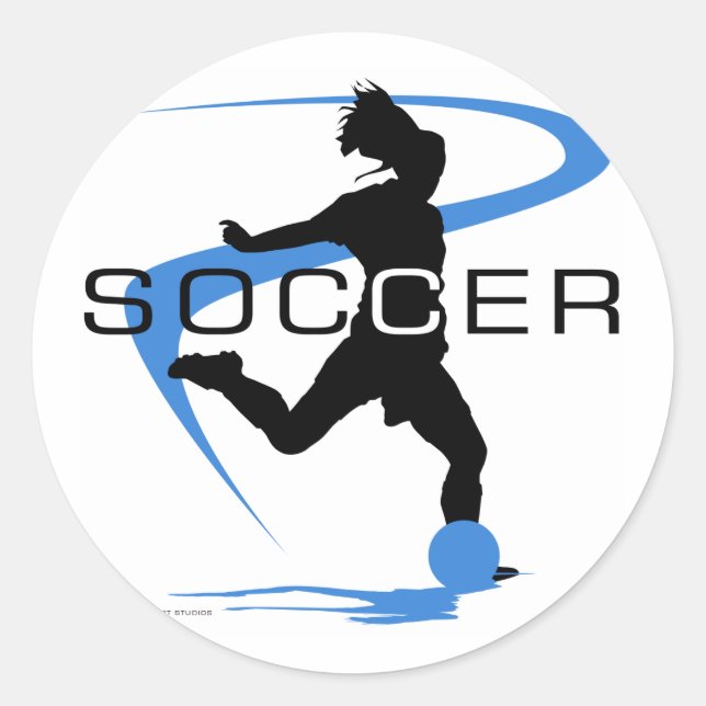 Fußball - Mädchen - Blau Runder Aufkleber (Vorderseite)