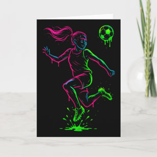 Fußball Mädchen Farbkontur Grafik Für Spieltags-St Karte
