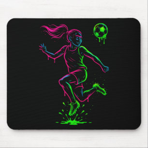 Fußball Mädchen Farbkontur Grafik Für Spieltags-St Mousepad