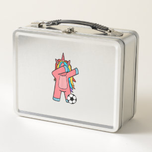 Fußball Mädchen Frauen Fußball Einhorn Fußball T-S Metall Brotdose