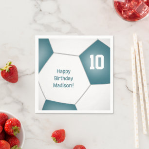 Fußball-Mädchen Jungen Geburtstag aquamarin Serviette