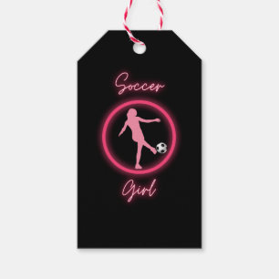 Fußball Mädchen Pink Glow   Geschenkanhänger