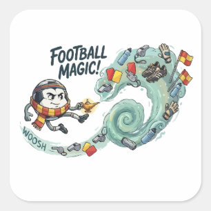 Fußball-Magie-Dschinn-Fußball-Fun-Geschenk Quadratischer Aufkleber