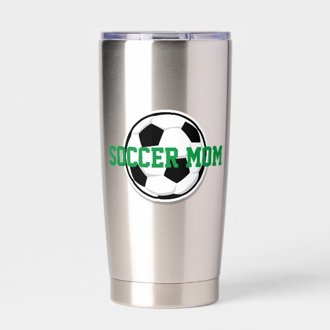 Fußball Mama Ball farbenfrohe Sportmannschaft Fans Thermobecher (Vorderseite)