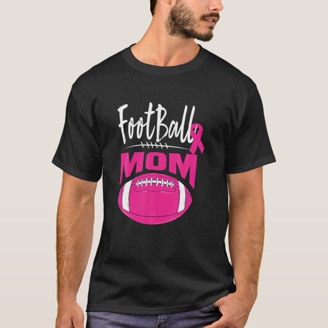 Fußball Mama Brustkrebs Bewusstsein Pink Ribbon L T-Shirt (Vorderseite)