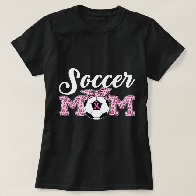 Fußball-Mama Brustkrebs Bewusstsein rosa Band Leo T-Shirt (Design vorne)