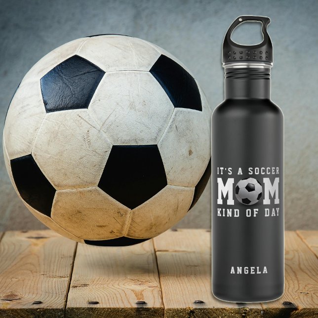 Fußball-Mama Edelstahlflasche (Soccer Mom Kind of Day Black Stainless Steel Water Bottle
)