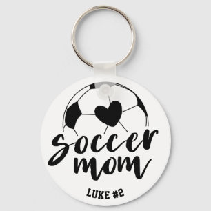 Fußball-Mama-Herz-Ball Personalisierter Name und N Schlüsselanhänger