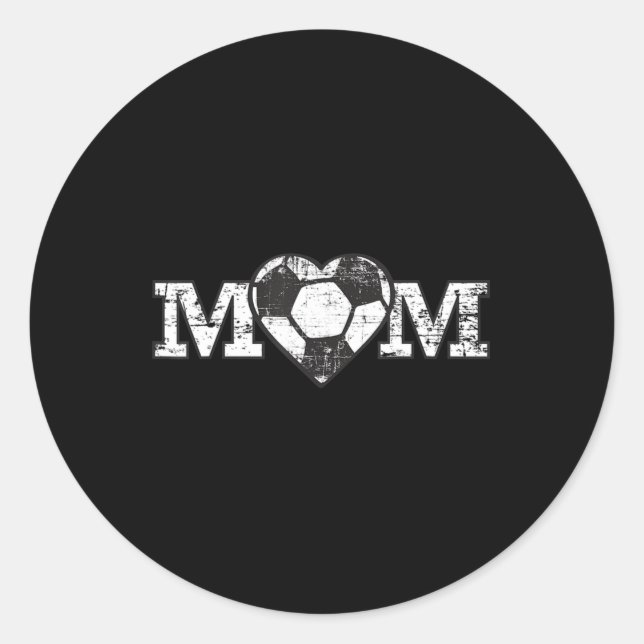 Fußball-Mama Herz Einfaches Fan Runder Aufkleber (Vorderseite)