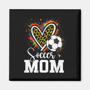 Fußball-Mama Leopard Herz Bunt Magnet