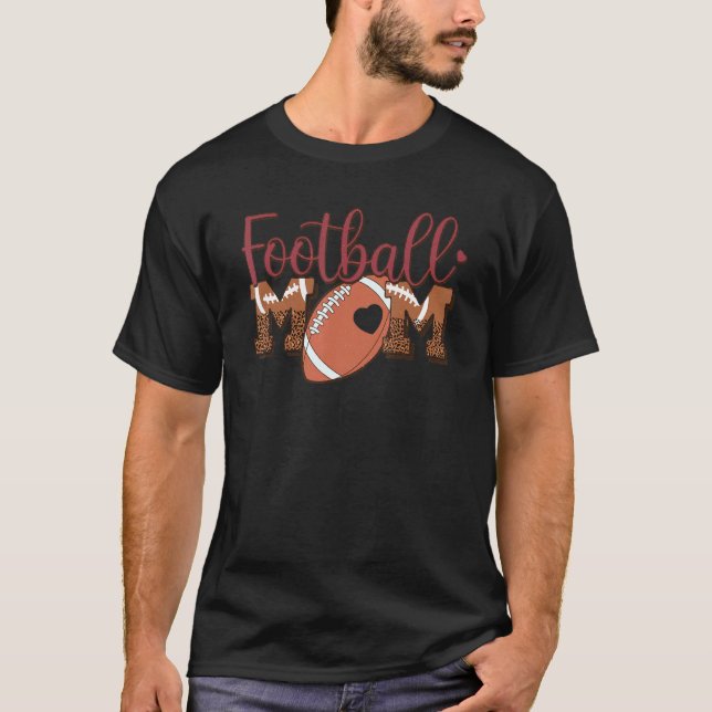 Fußball Mama Leopard Vintag Retro Groovy T-Shirt (Vorderseite)