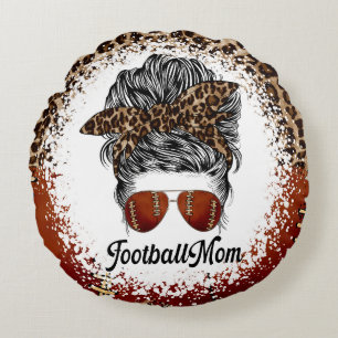 Fußball-Mama Leoparden-Druck Rundes Kissen