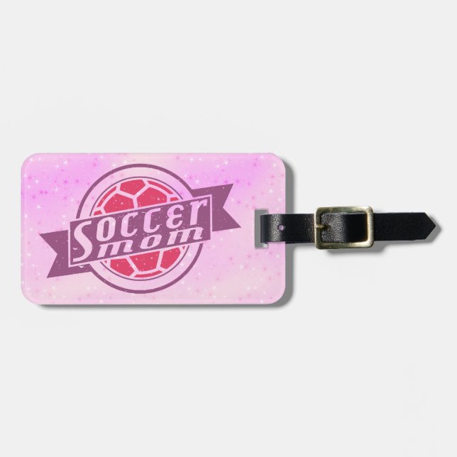 Fußball-Mama Lila & rosa Gepäck Gepäckanhänger (Vorderseite horizontal)