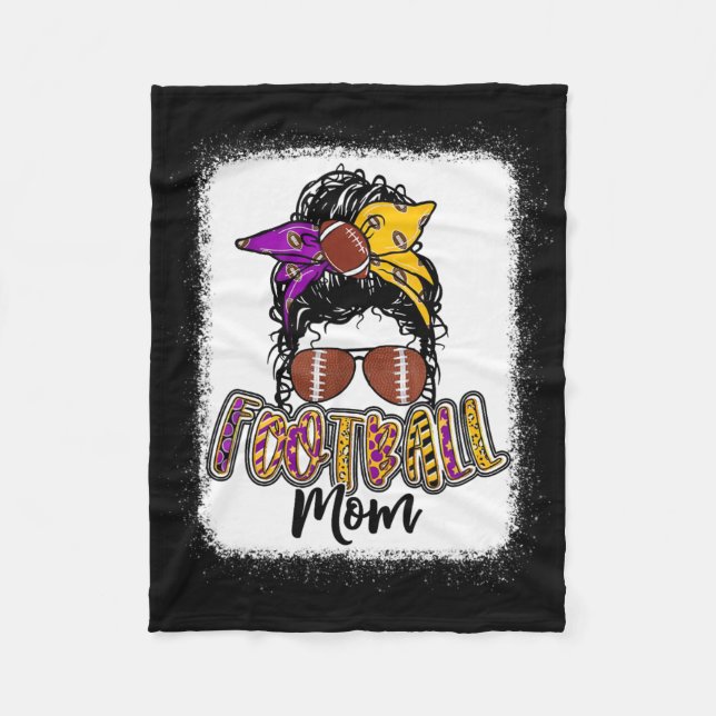 Fußball Mama Lila und Gold Fleecedecke (Vorderseite)