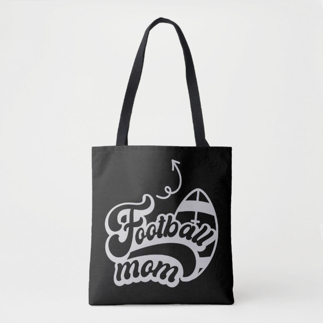 Fußball-Mama-Schriftzug Schwarze Tote-Tasche (Vorderseite)