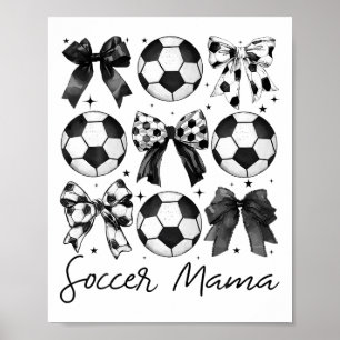 Fußball-Mama-Shirt Coquette-Bogen Fußball-Mutter Poster