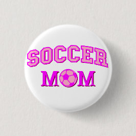 Fußball-Mama Zeichnend und Text ganz rosa Button