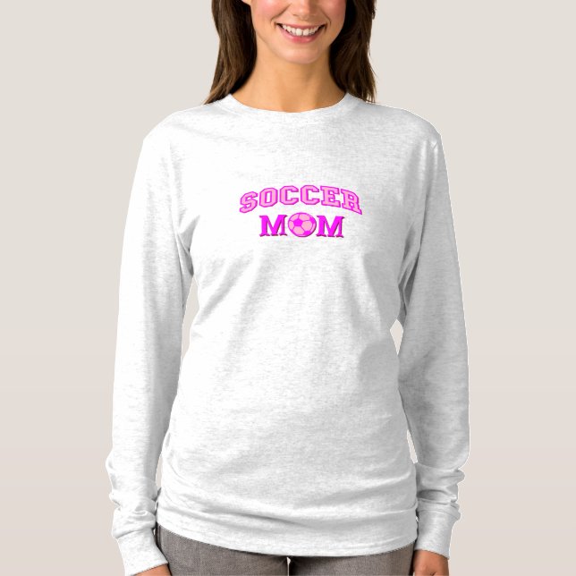 Fußball-Mama Zeichnend und Text ganz rosa T-Shirt (Vorderseite)
