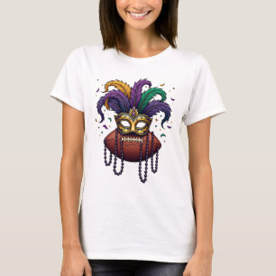 Fußball-Mardi-Gras-Maskenperlen  T-Shirt