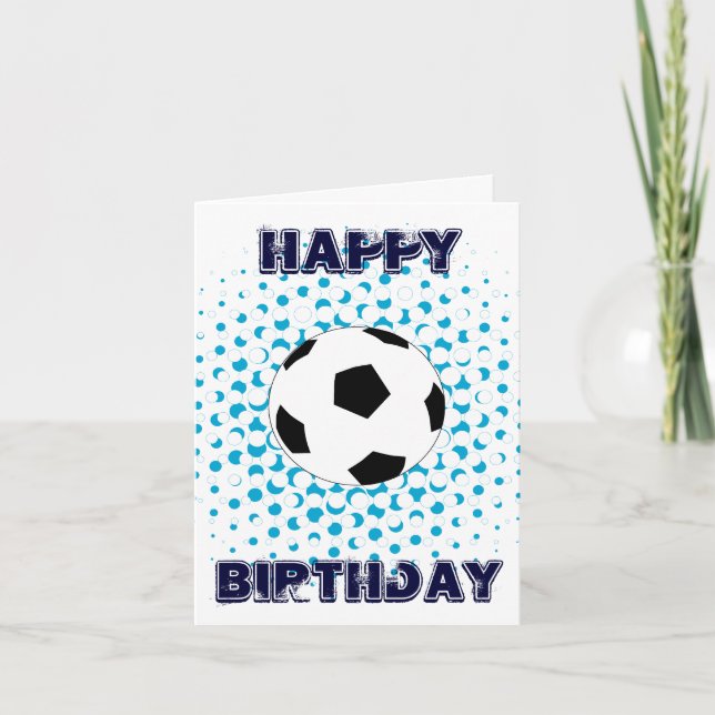 Fußball mit blauen Farben, Happy Birthday Karte (Vorderseite)