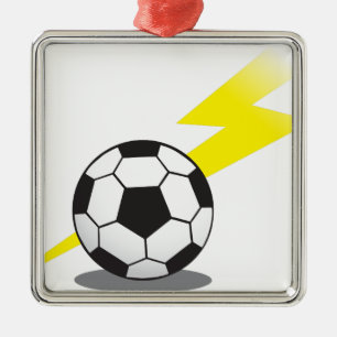 Fußball mit Blitzbolzen Silbernes Ornament