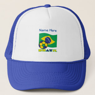 Fußball mit brasilianischer Flagge Blau Personalis Truckerkappe