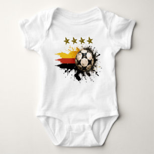 Fußball mit deutscher Flagge und vier goldene Ster Baby Strampler