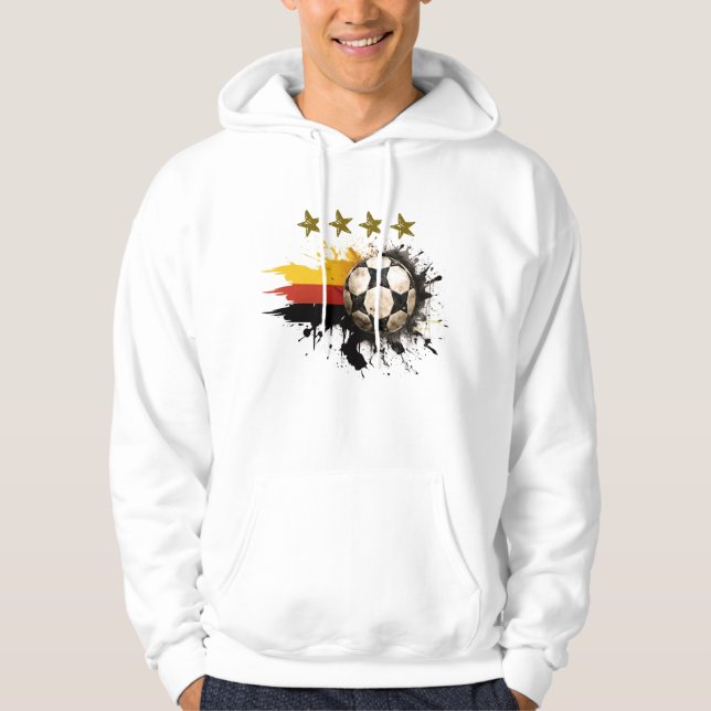 Fußball mit deutscher Flagge und vier goldene Ster Hoodie (Vorderseite)