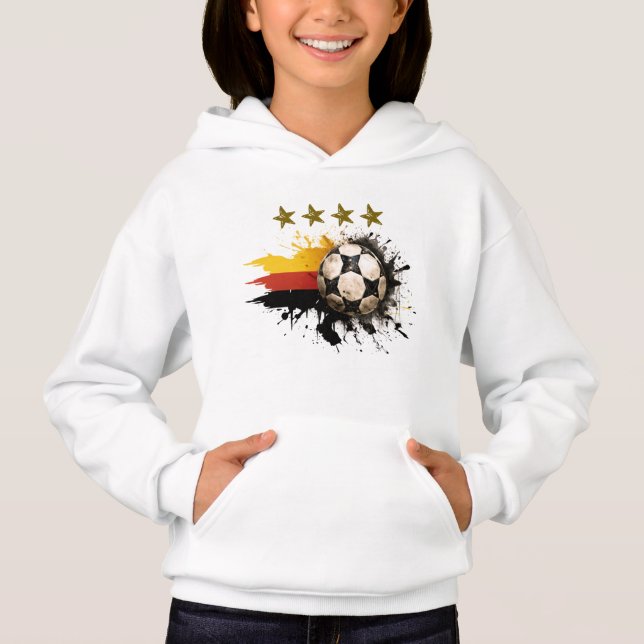 Fußball mit deutscher Flagge und vier goldene Ster Hoodie (Vorderseite)
