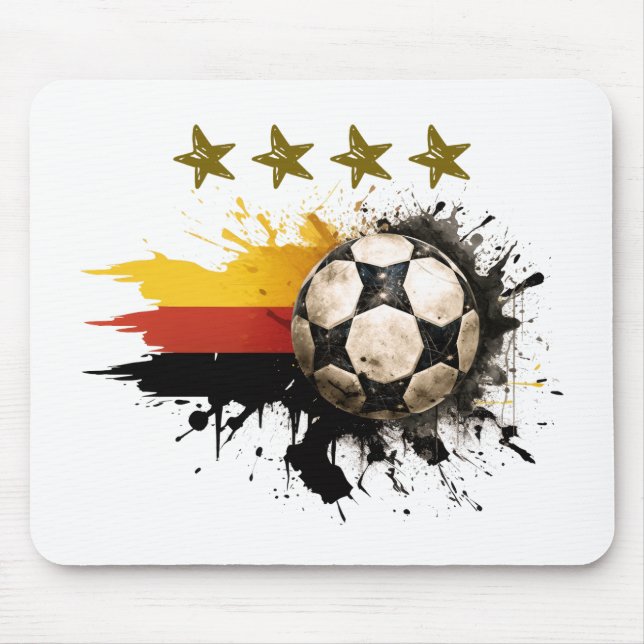 Fußball mit deutscher Flagge und vier goldene Ster Mousepad (Vorne)
