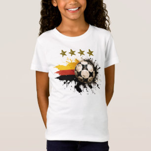 Fußball mit deutscher Flagge und vier goldene Ster T-Shirt