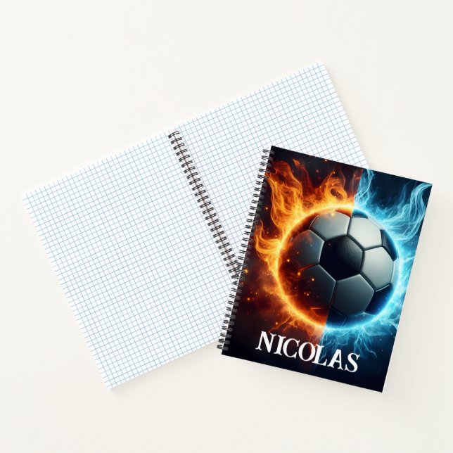 Fußball mit Flammen und Eis Notizbuch (Innenseite)