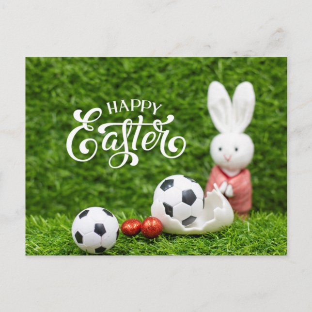 Fußball mit Fußball und Eiern "Pos" zum Ostern Postkarte (Vorderseite)