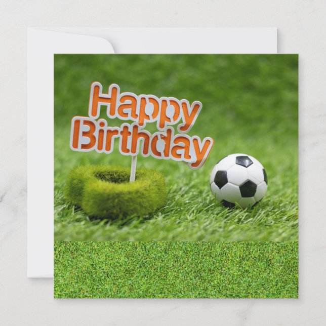 Fußball mit Happy Birthday auf Green Karte (Vorderseite)