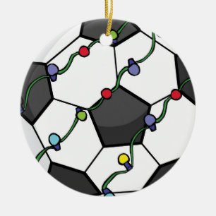Fußball mit Leuchten für Feiertage Keramik Ornament