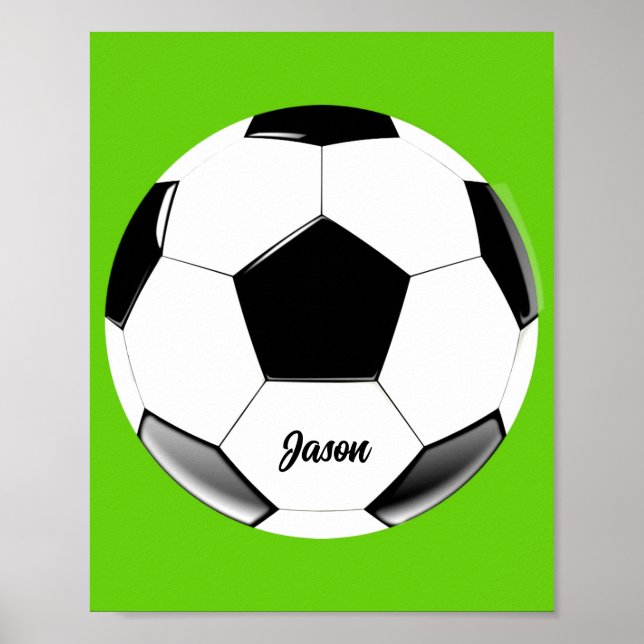 Fußball mit Namen Lime Green Poster (Vorne)