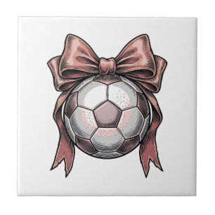Fußball mit rosa Schleife Vintage Fliese