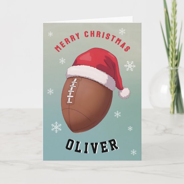 Fußball mit roter Santa-Mütze Name Weihnachten (Vorderseite)
