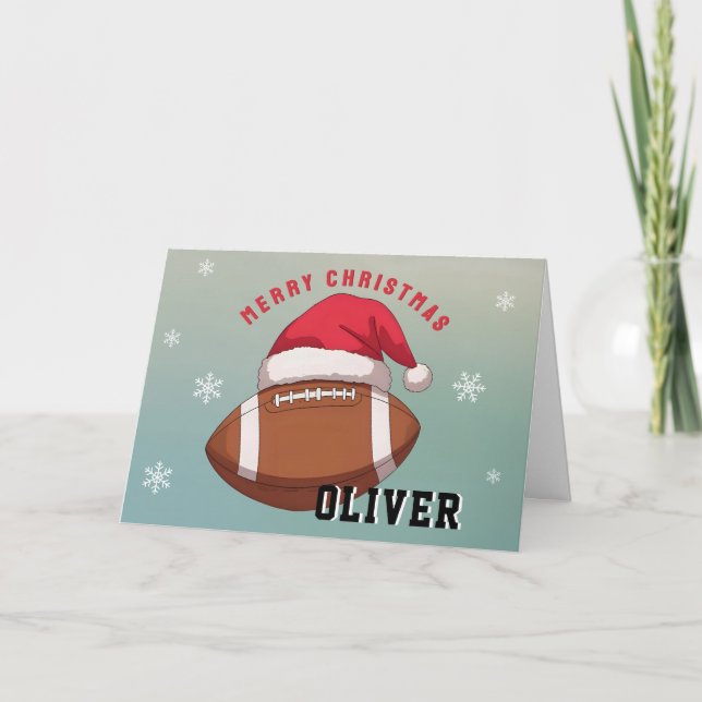 Fußball mit roter Santa-Mütze Name Weihnachten (Vorderseite)