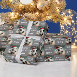 Fußball mit Santa Hut Lustiges Weihnachten Geschenkpapier