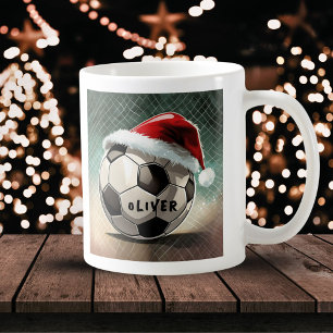 Fußball mit Santa-Hut Name Kaffeetasse