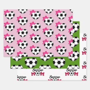 Fußball-Mittelball Rosa Bow Geschenkpapier Set