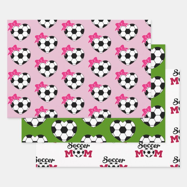 Fußball-Mittelball Rosa Bow Geschenkpapier Set (Set)