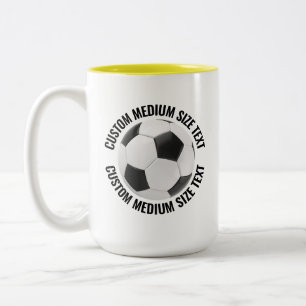 Fußball & Mittelgroßer Text GELB 15oz Maßanfertigu Zweifarbige Tasse